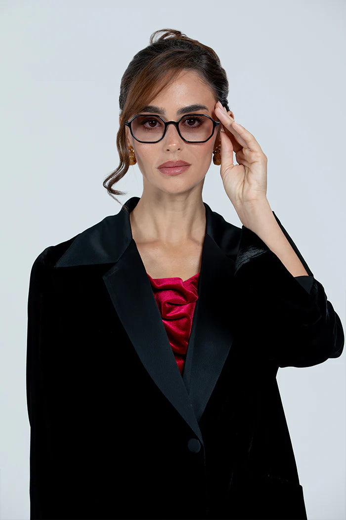 SUNGLASSES OCTAGONAL - SHINY BLACK