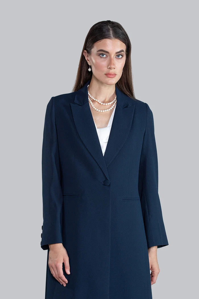 CHIC NAVY BLUE FULL LENGTH BLAZER AND TROUSERS SUIT DC2007