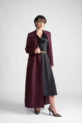 DCJ2303-MAROON REGAL ELEGANCE FULL LENGTH BLAZER