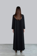 SM2503 ELEGANT FLARED ABAYA WITH CONTRAST LINING AND HAND STITCHED DETAILS