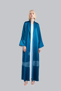 SHAWL COLLAR ART INSPIRED INTEL BLUE LUXURY ABAYA A2204-LB-MDS