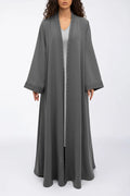 EDM2317-GREY MOROCCAN FLARE ABAYA