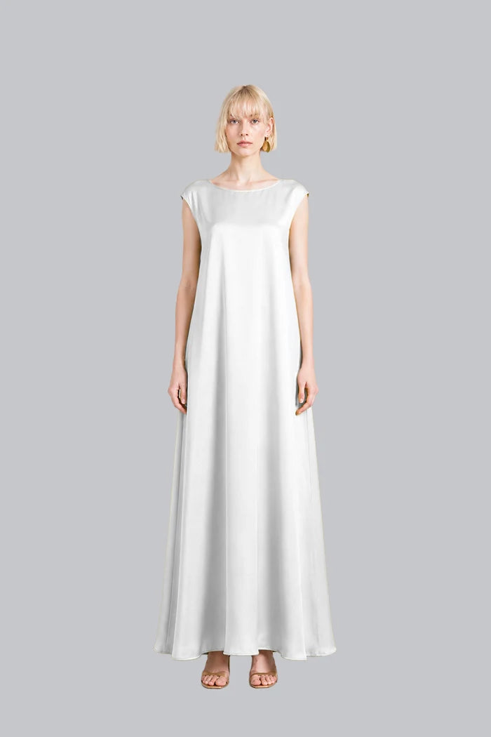 CAP-SLEEVE SILK MAXI DRESS INS2604CS