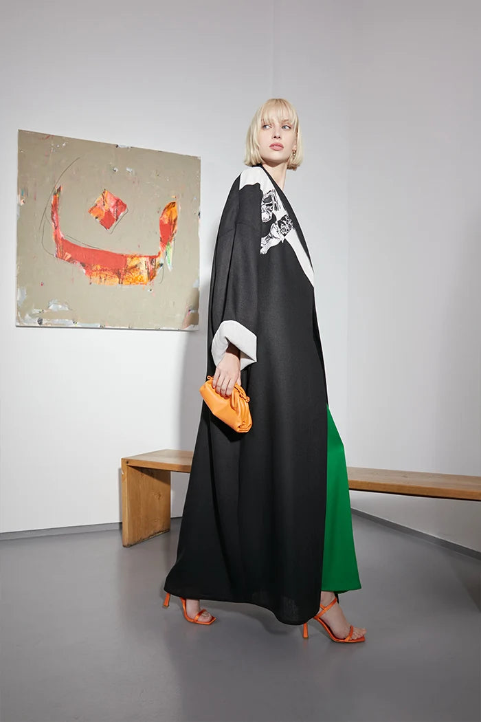 ART INSPIRED NATURAL LINEN KIMONO ABAYA – A2207-MDS