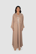 RMDJK2401-BROWN OASIS DREAM MULTICOLOR EMBROIDERY ABAYA