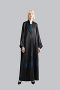 SHAWL COLLAR ART INSPIRED BLACK LUXURY ABAYA A2204-B-MDS