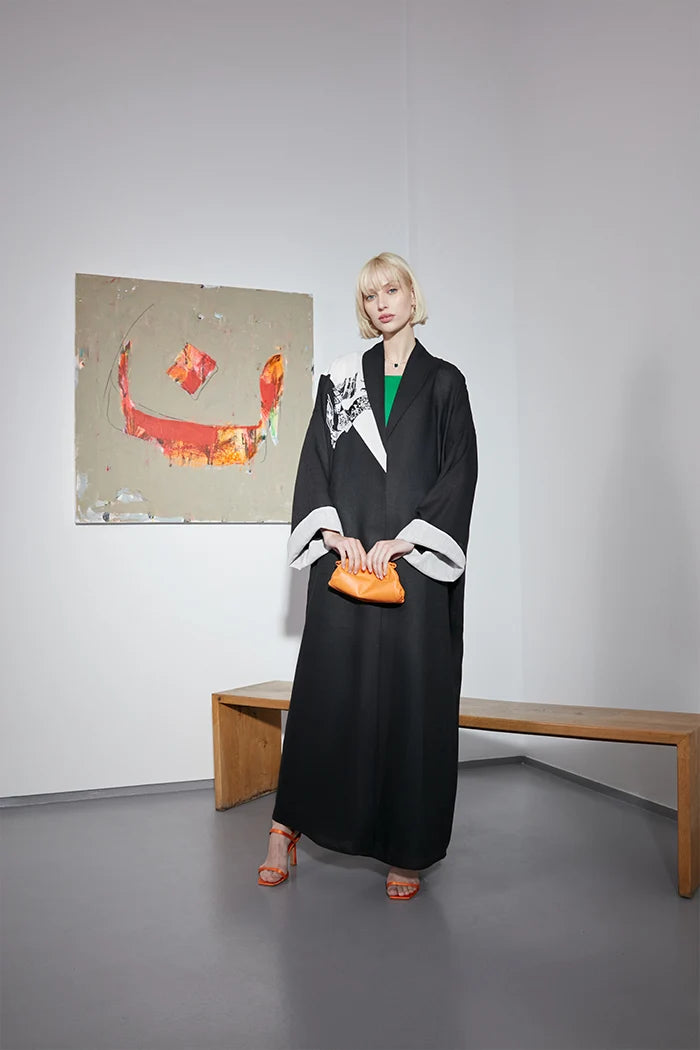 ART INSPIRED NATURAL LINEN KIMONO ABAYA – A2207-MDS