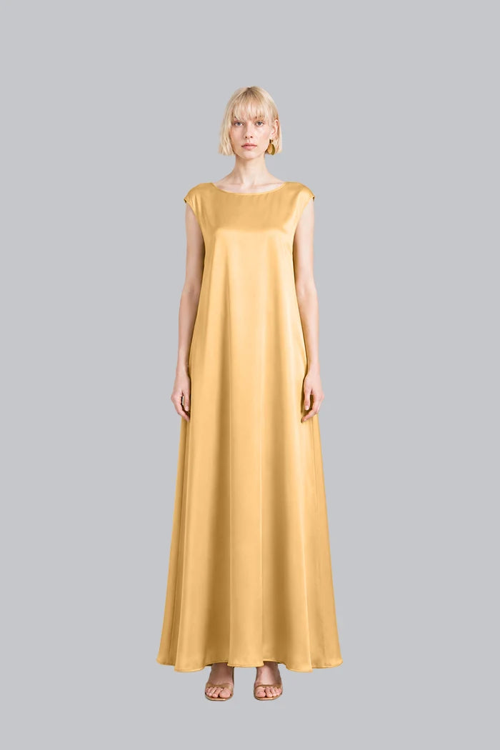 CAP-SLEEVE SILK MAXI DRESS INS2604CS