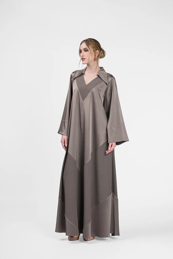 RMDJL2401-SIGNAL GREY  MYSTIQUE CREPE SILK JALABIYA