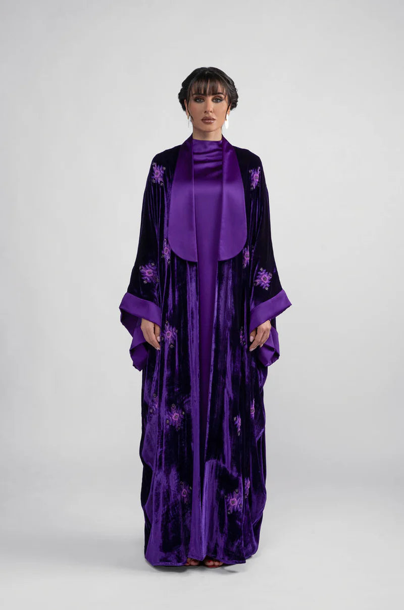 DCV2309 MYSTIC MONARCH PURPLE VELVET ABAYA