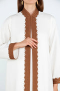 SM2512-WHITE MODERN ELEGANCE LINEN ABAYA