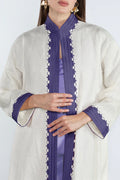 SM2512-OFF WHITE MODERN ELEGANCE LINEN ABAYA
