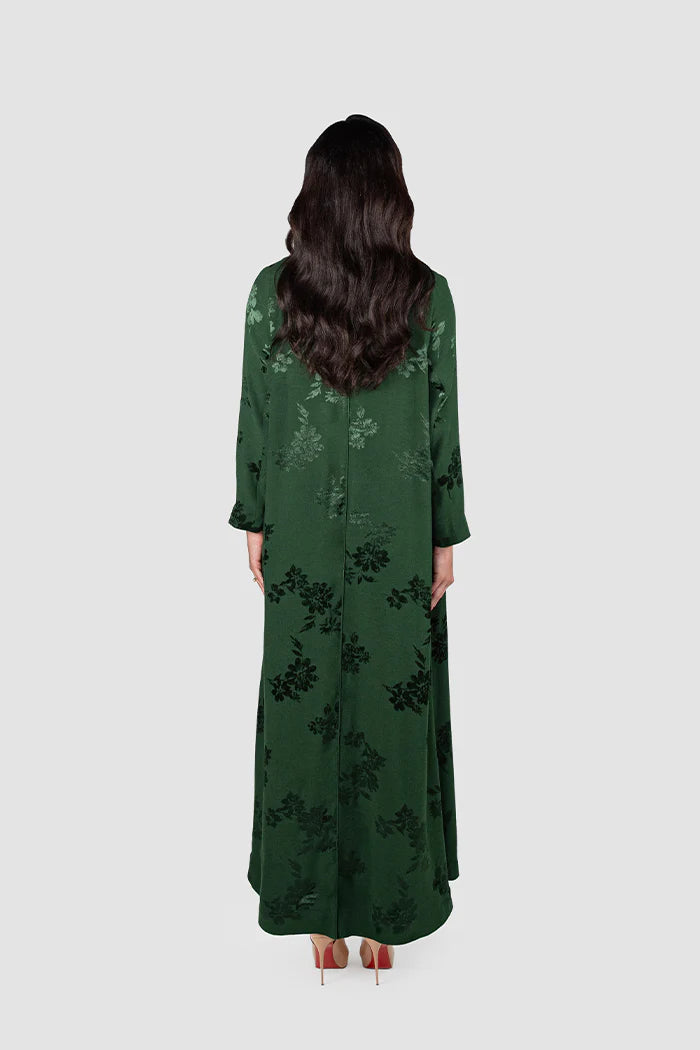 RTWS2505-RG ROYAL GREEN AUTUMN BLOOM JACQUARD ABAYA