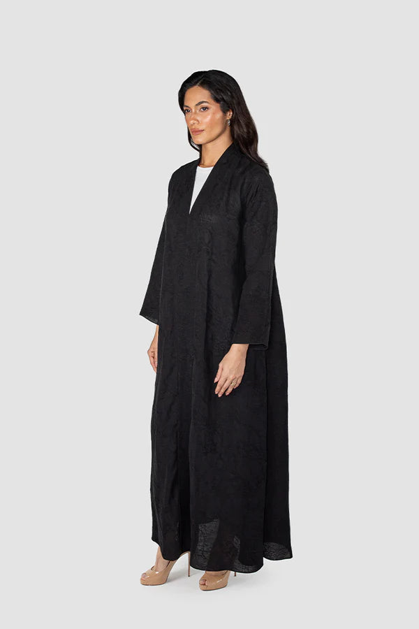 RTW2401 – SAKURA BLOSSOM JACQUARD LINEN ABAYA