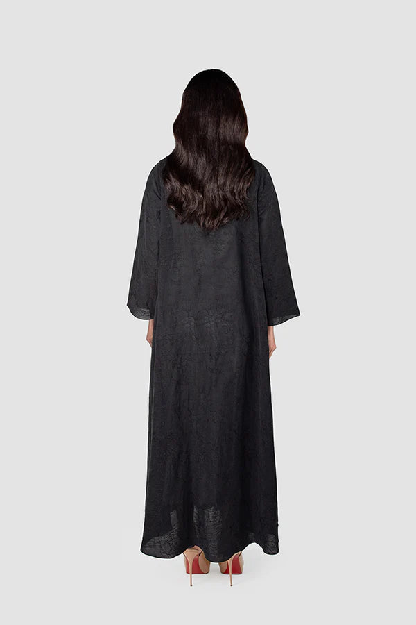 RTW2401 – SAKURA BLOSSOM JACQUARD LINEN ABAYA