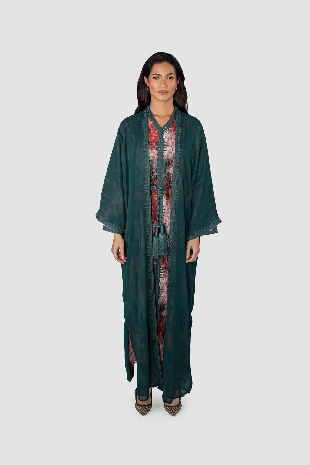 RMDCB2512 ETHEREAL LAYERS KIMONO ABAYA WITH INNER DRESS