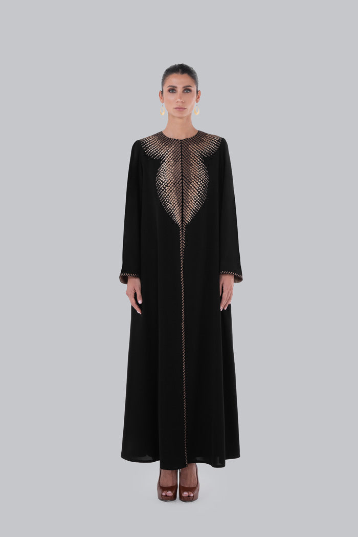 LATTICE EMBROIDERED ABAYA SM2655