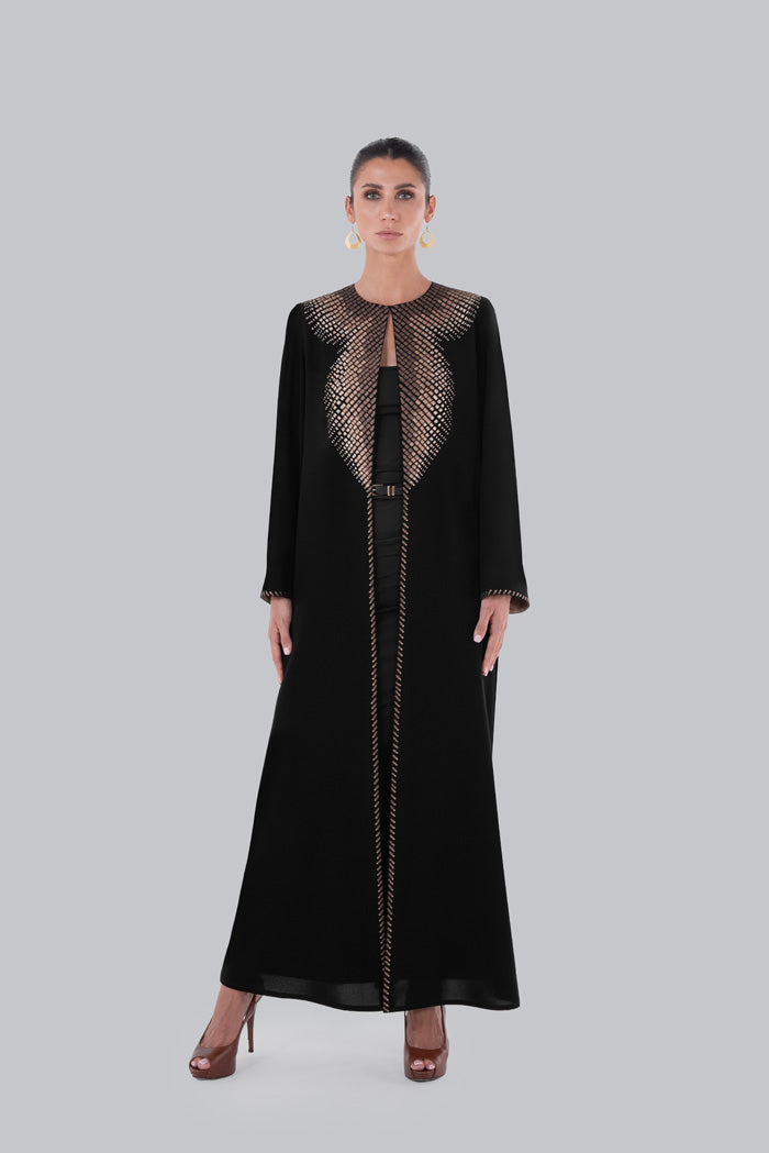 LATTICE EMBROIDERED ABAYA SM2655