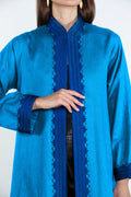 SM2512-DEEP SKY BLUE MODERN ELEGANCE LINEN ABAYA