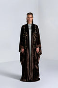 DC2407BRN EXCLUSIVE HAUTE COUTURE- TIMELESS HERITAGE VELVET BROWN ABAYA