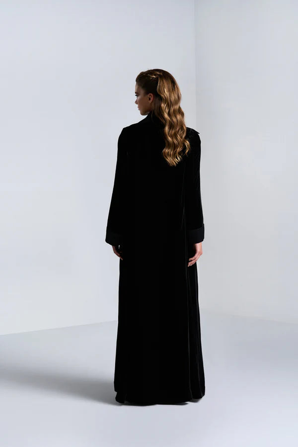 DC2405V NOBLE SILHOUETTE VELVET BLACK SUIT JACKET CUT ABAYA