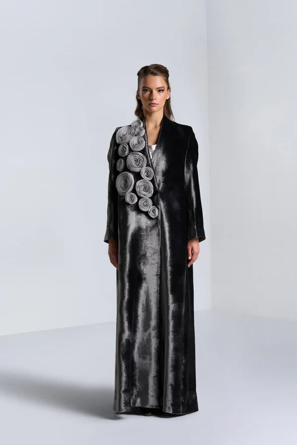 DC2401GRV WHISPERS OF SERENITY GARY VELVET SUIT JACKET CUT ABAYA