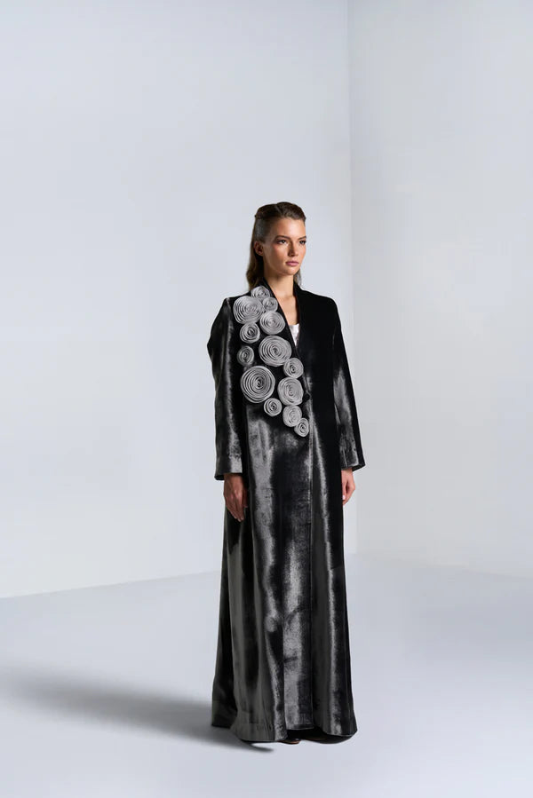 DC2401GRV WHISPERS OF SERENITY GARY VELVET SUIT JACKET CUT ABAYA