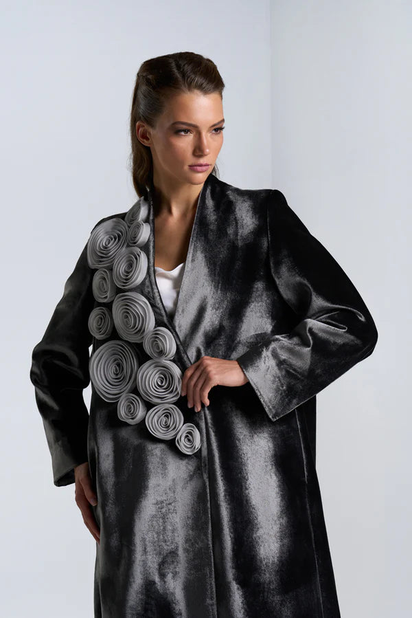 DC2401GRV WHISPERS OF SERENITY GARY VELVET SUIT JACKET CUT ABAYA