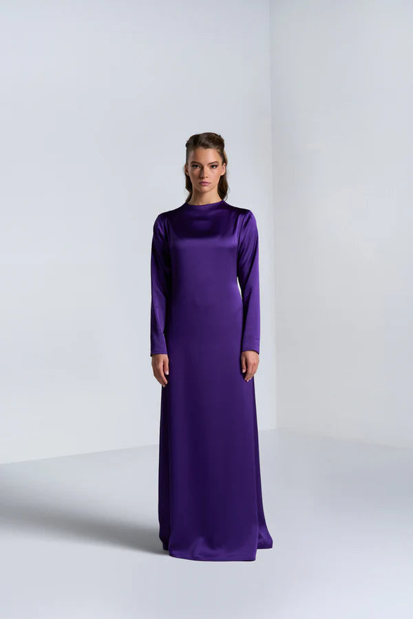 DC2407PRL EXCLUSIVE HAUTE COUTURE- MAJESTY IN BLOOM VELVET PURPLE ABAYA