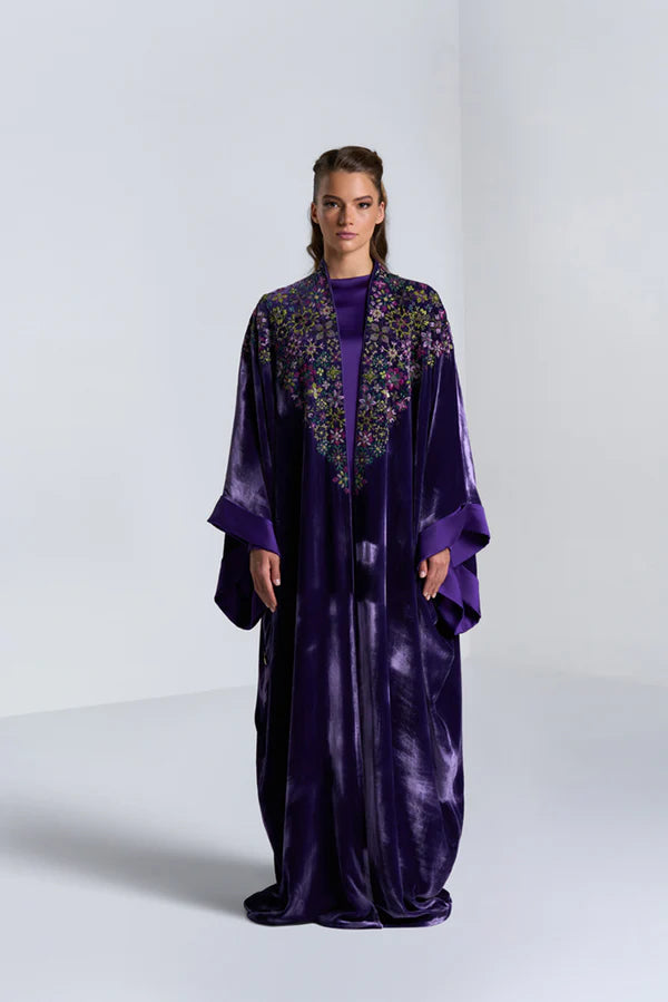 DC2408PRL EXCLUSIVE HAUTE COUTURE- AUTUMN LUXE VELVET PURPLE ABAYA