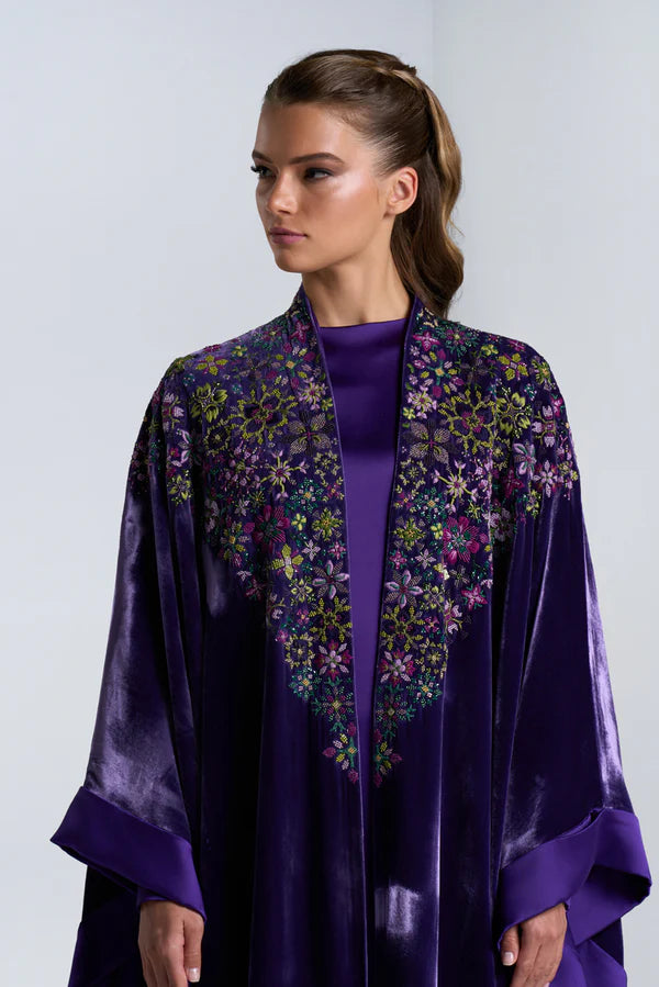 DC2408PRL EXCLUSIVE HAUTE COUTURE- AUTUMN LUXE VELVET PURPLE ABAYA