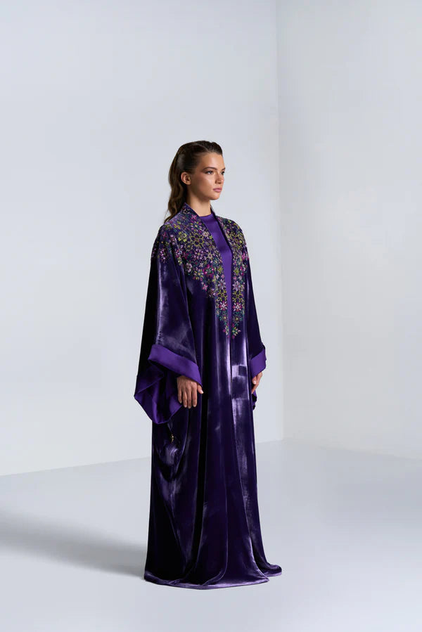 DC2408PRL EXCLUSIVE HAUTE COUTURE- AUTUMN LUXE VELVET PURPLE ABAYA