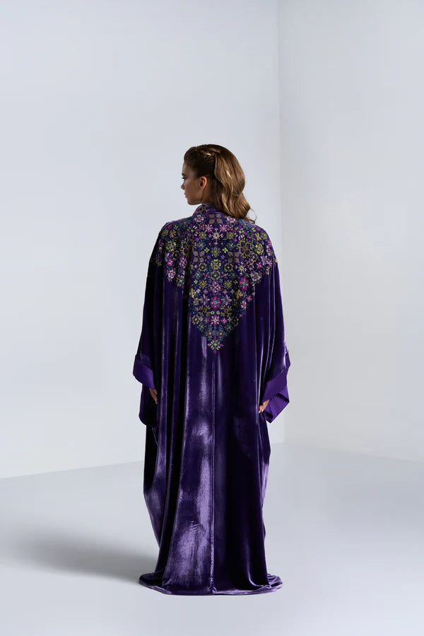 DC2408PRL EXCLUSIVE HAUTE COUTURE- AUTUMN LUXE VELVET PURPLE ABAYA