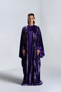 DC2407PRL EXCLUSIVE HAUTE COUTURE- MAJESTY IN BLOOM VELVET PURPLE ABAYA
