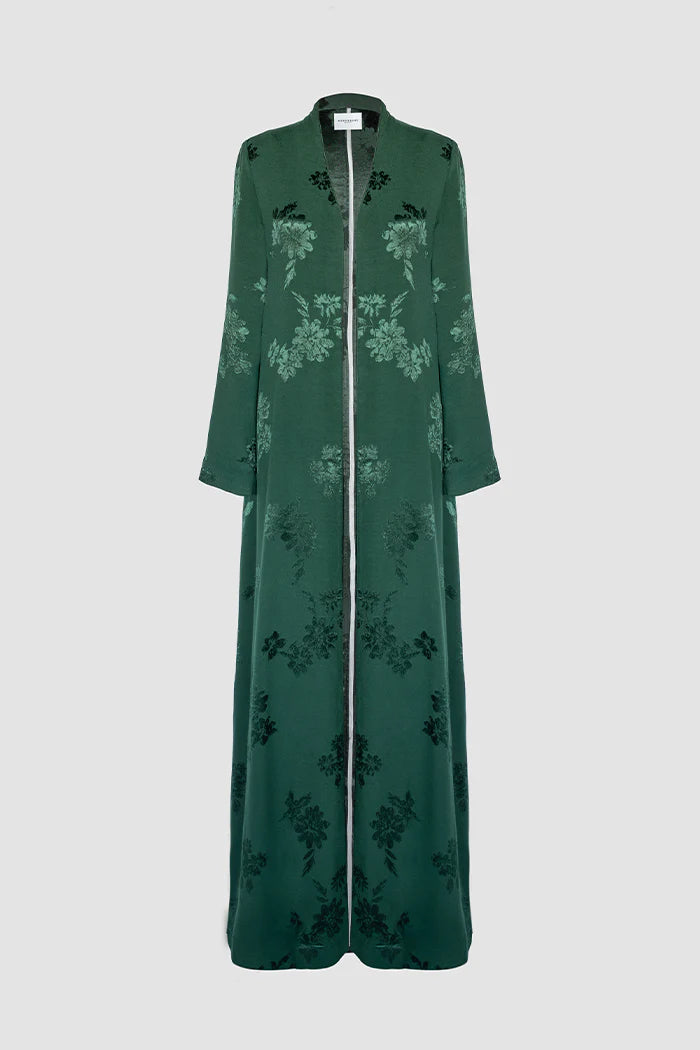 RTWS2505-RG ROYAL GREEN AUTUMN BLOOM JACQUARD ABAYA