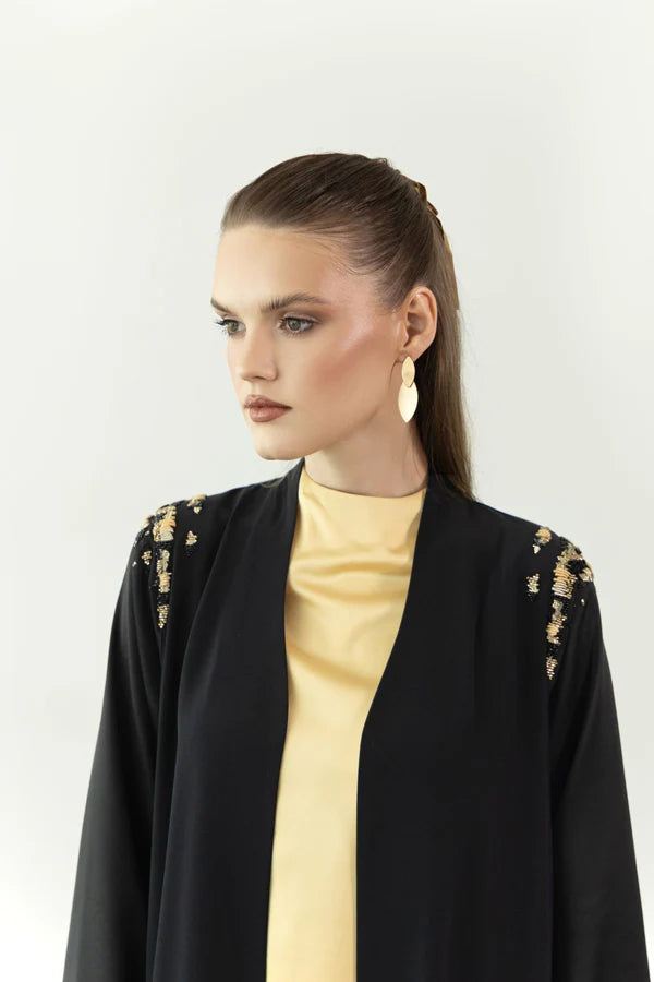 EAA2402 CLASSIC BLACK EMBROIDERED ABAYA