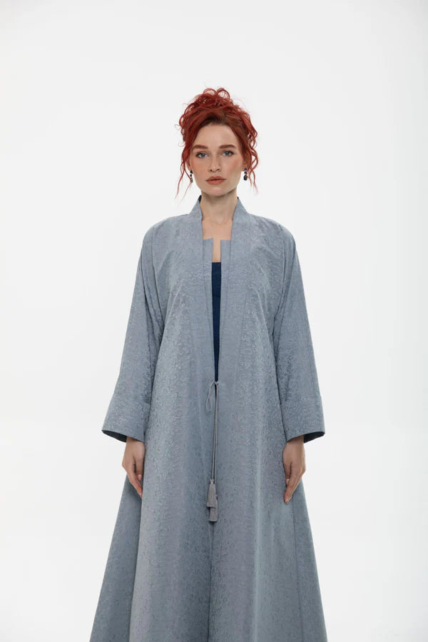 RTWS2401-GREY WHISPERS OF ELEGANCE KIMONO ABAYA