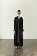 EAA2407 ORGANZA DRAPE FLARE ABAYA