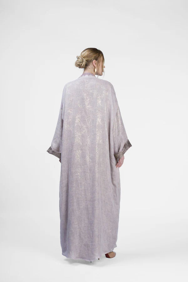 RMDB2401-PINK SOFT ROSE KIMONO ABAYA- FULL SET