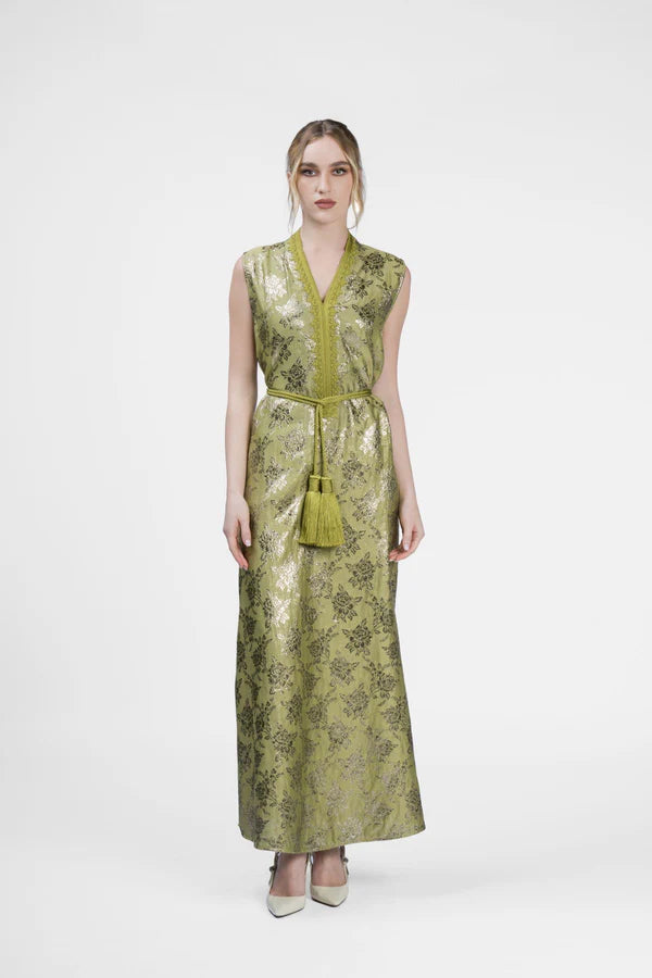 RMDB2401-LGRN SUNNY SERENADE KIMONO ABAYA- FULL SET