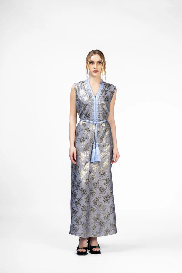 RMDB2401-LVDR STEEL SERENITY KIMONO ABAYA- FULL SET