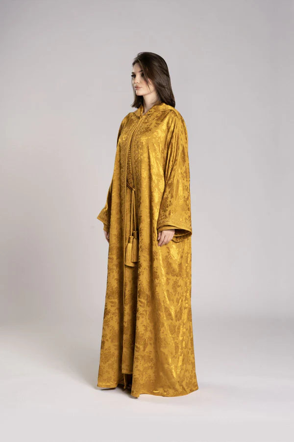 RMDML2501A-YELLOW HOODED MOROCCAN ELEGANCE ABAYA