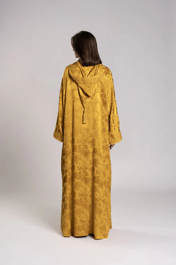 RMDML2501A-YELLOW HOODED MOROCCAN ELEGANCE ABAYA