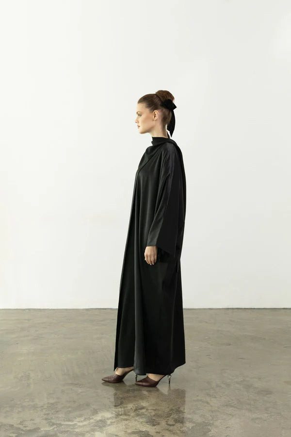 EAA2409-PLAIN OVERLAY CREPE ABAYA