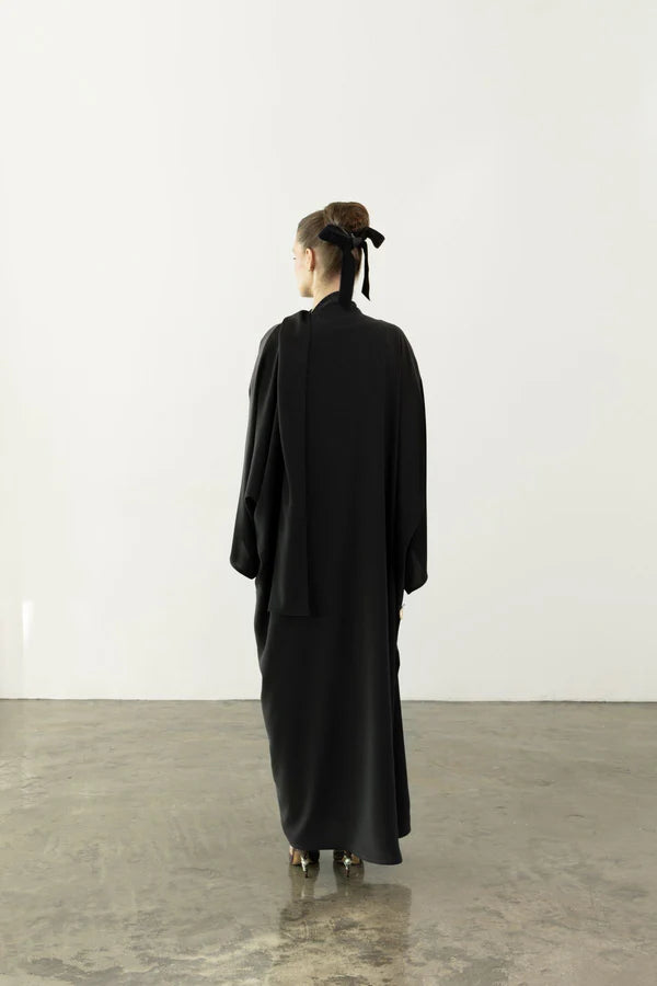 EAA2409-PLAIN OVERLAY CREPE ABAYA