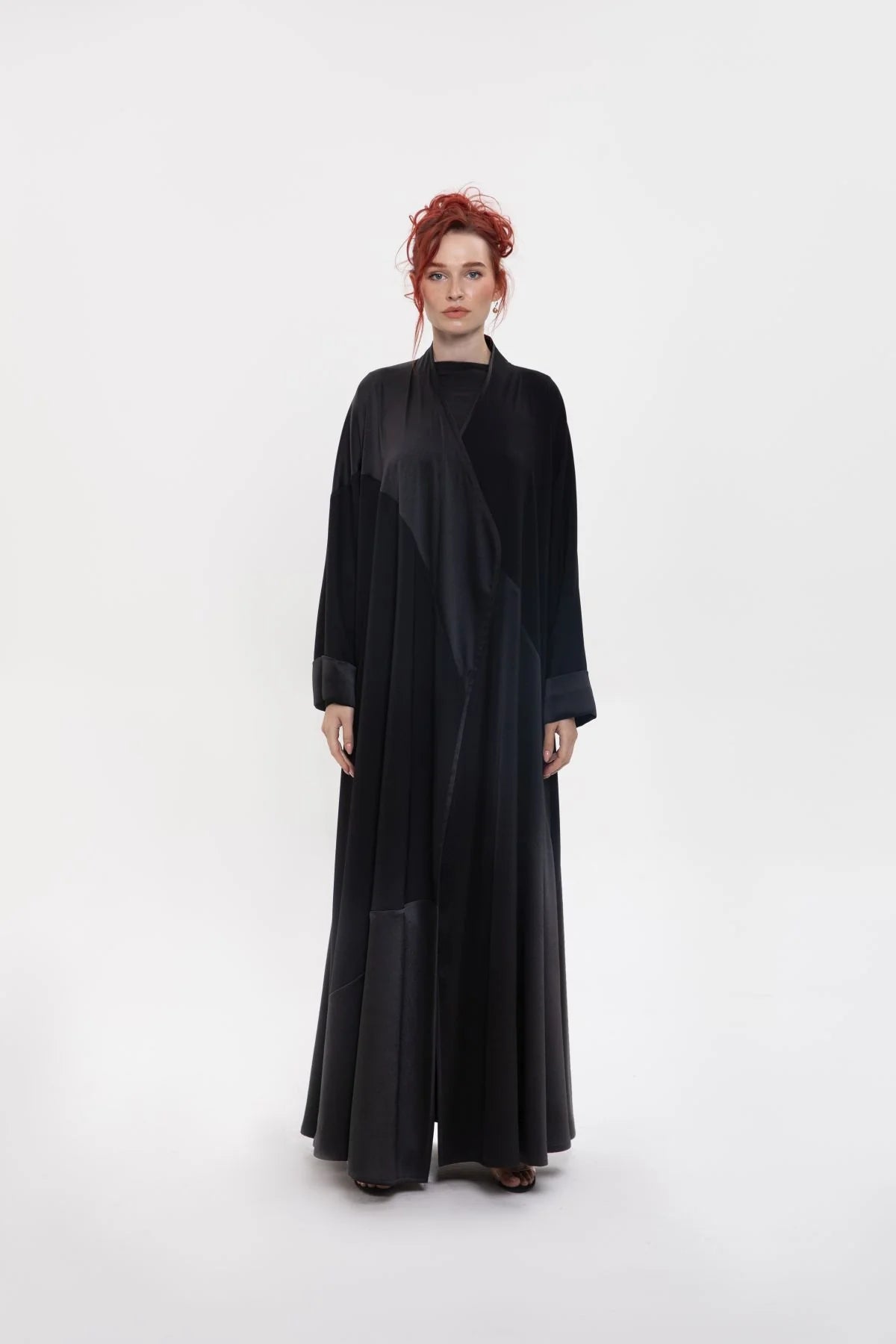 SM2407-BLACK MAJESTIC HARMONY KIMONO ABAYA