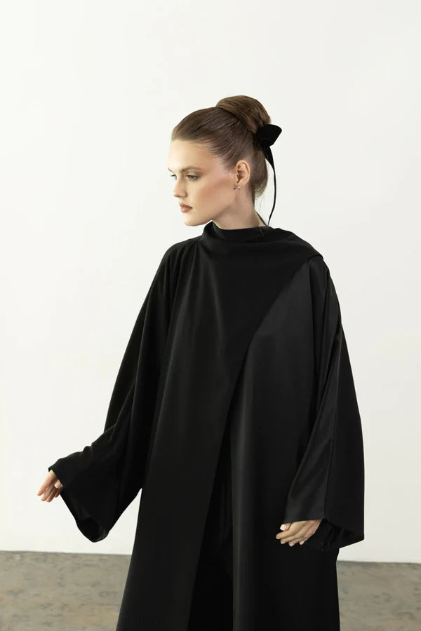 EAA2409-PLAIN OVERLAY CREPE ABAYA
