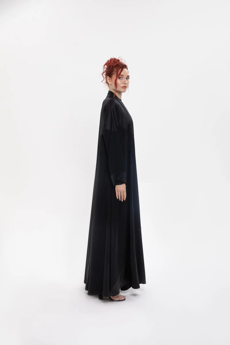 SM2407-BLACK MAJESTIC HARMONY KIMONO ABAYA