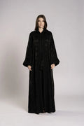 RMDML2501A-BLACK HOODED MOROCCAN ELEGANCE ABAYA