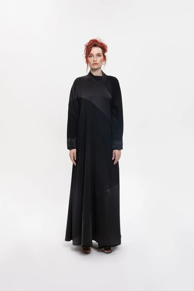 SM2407-BLACK MAJESTIC HARMONY KIMONO ABAYA